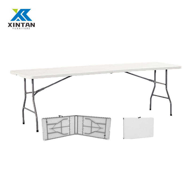 Durable Portable HDPE White Folding Rectangular Table - Heavy Duty Outdoor Banquet, Camping Picnic & Party Rental for Events