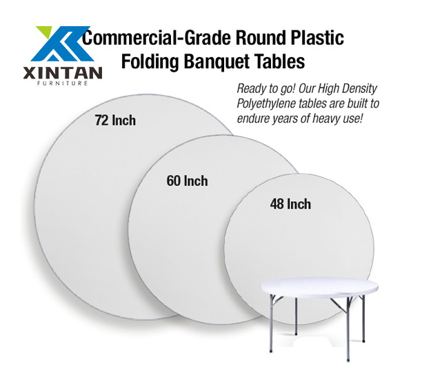 Heavy Duty One-Piece HDPE Top Folding Table – White Plastic Banquet Table with Steel Frame, Portable for Wedding, Party, Hotel & Event Catering