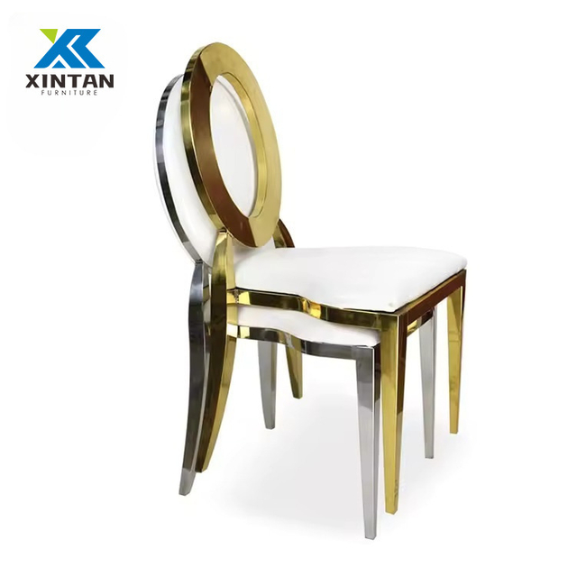 Luxury Elegant Stackable Stainless Steel O Back Banquet Chairs Perfect for Wedding Receptions Hotel Events Banquets Hall
