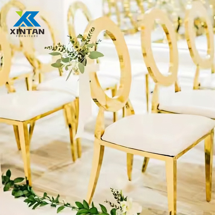 Luxury Elegant Stackable Stainless Steel O Back Banquet Chairs Perfect for Wedding Receptions Hotel Events Banquets Hall