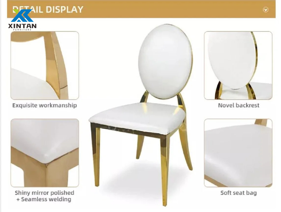 Luxury Elegant Stackable Stainless Steel O Back Banquet Chairs Perfect for Wedding Receptions Hotel Events Banquets Hall