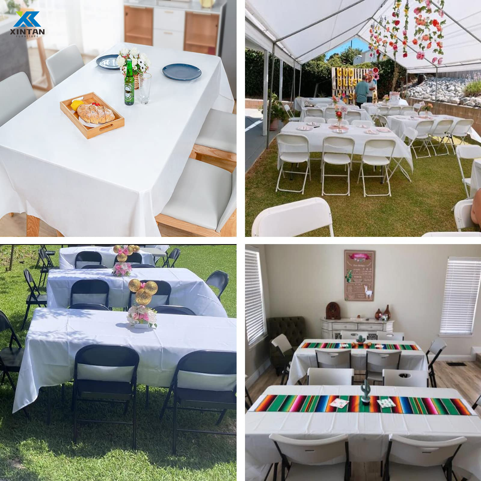 Color Customization Long Polyester Tablecloth Rectangle Table Cover - Wedding, Engagement Party, Bridal Shower & Decoration