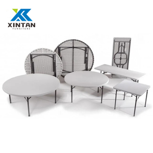 Heavy Duty One-Piece HDPE Top Folding Table – White Plastic Banquet Table with Steel Frame, Portable for Wedding, Party, Hotel & Event Catering