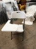 Heavy-Duty Foldable Training Chairs with Writing Board, Stackable HDPE White Conference Seating, Portable Seminar Chairs for Hotel, Meeting Room, Auditorium & Classroom